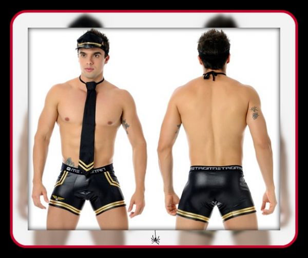 Fantasia Erótica Comissário Cueca Boxer, Gravata e viseira79